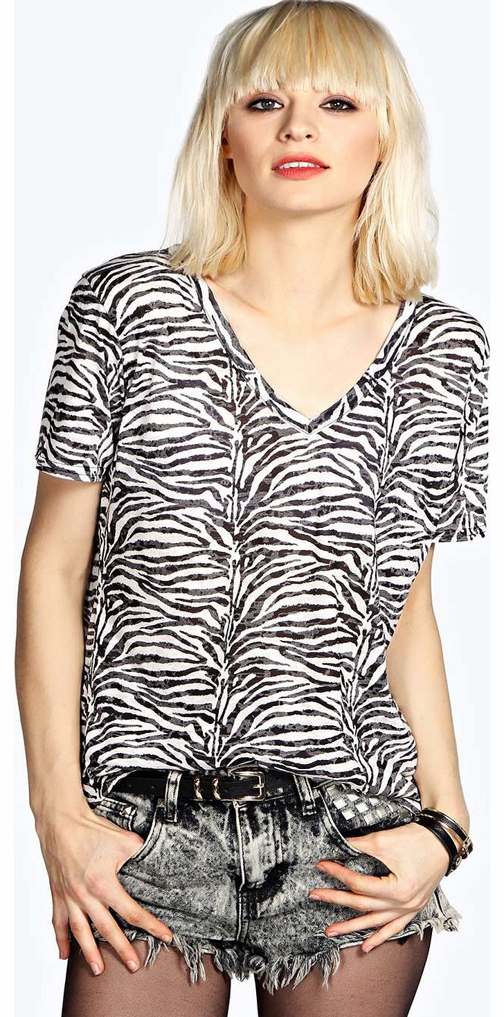 boohoo Milly Zebra Print Slub Tee - multi azz15935
