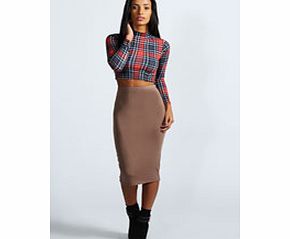 boohoo Mindy Midi Skirt - mocha azz49276