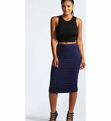 boohoo Mindy Midi Skirt - navy azz49276