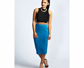 boohoo Mindy Midi Skirt - teal azz49276