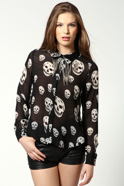 Minnie All Over Skull Print Blouse Female