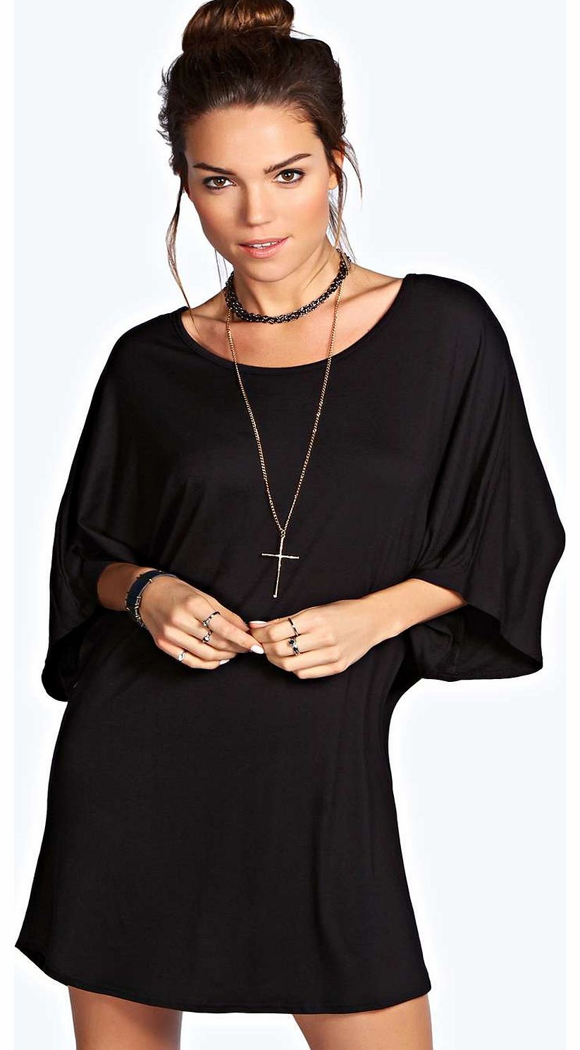 boohoo Minnie Oversized Batwing Shift Dress - black