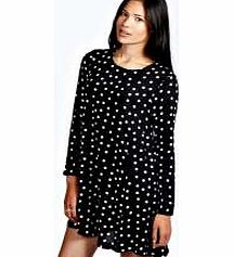 boohoo Minnie Spot Swing Dress - black azz22170
