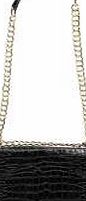 boohoo Mock Croc Chain Detail Cross Body - black azz08272