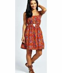 Molly Bright Paisley Strappy Sundress - orange