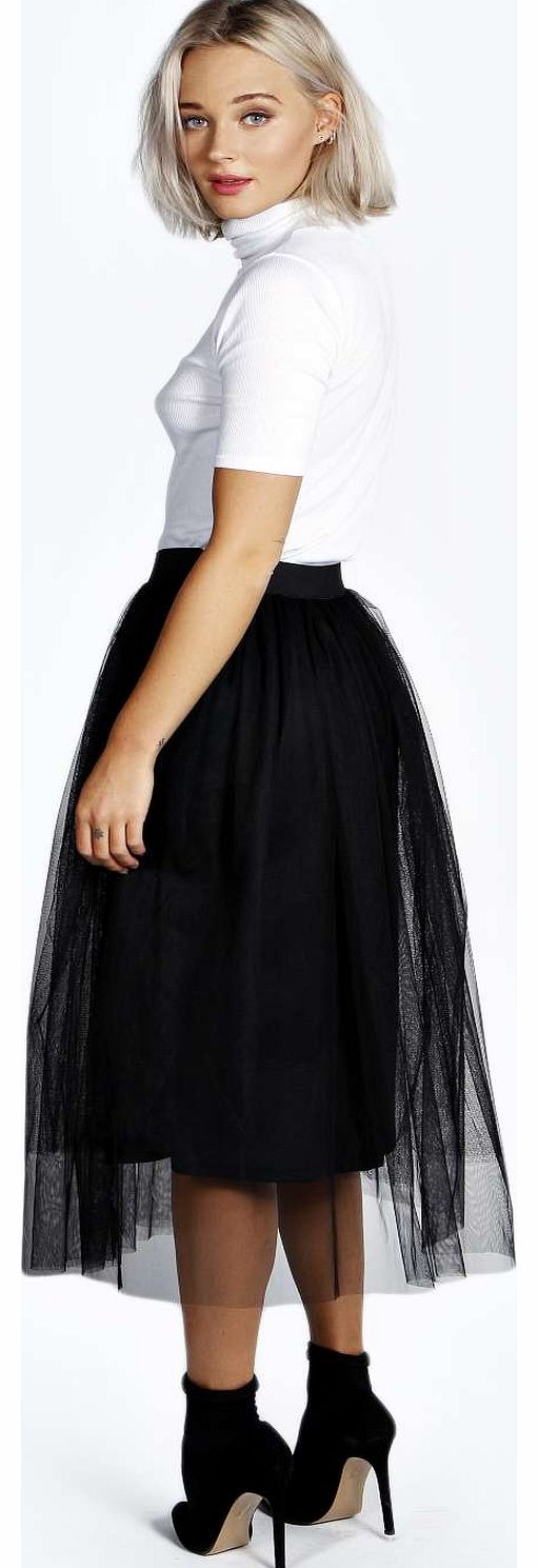 Molly Full Mesh Midi Skirt - black azz15699