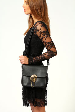 boohoo Molly Pin Lock Handbag Female