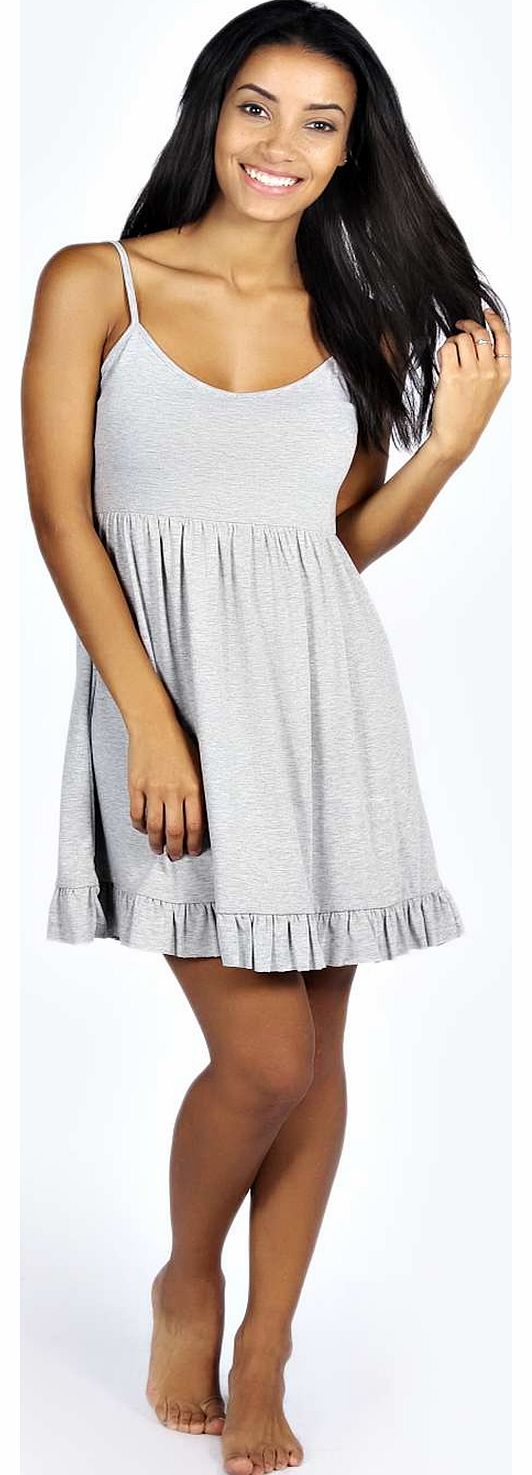 boohoo Monica Frill Hem Night Dress - grey azz19160