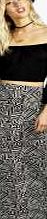boohoo Mono Geo Print Maxi Skirt - black azz03264
