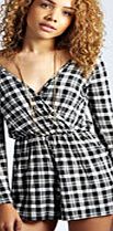 boohoo Monochrome Checked Wrap Over Playsuit - multi
