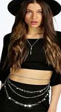 boohoo Multi Coin Layered Belly Chain - silver azz10631