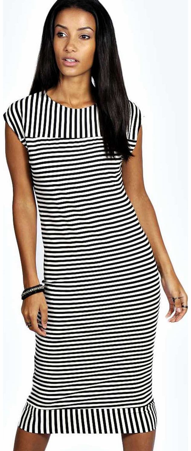 boohoo Myra Striped Midi Column Dress - multi