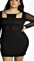 boohoo Nadia Mesh Detail Mini Dress - black pzz98164