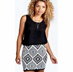 boohoo Nancy Jacquard Mini Skirt - black azz23617