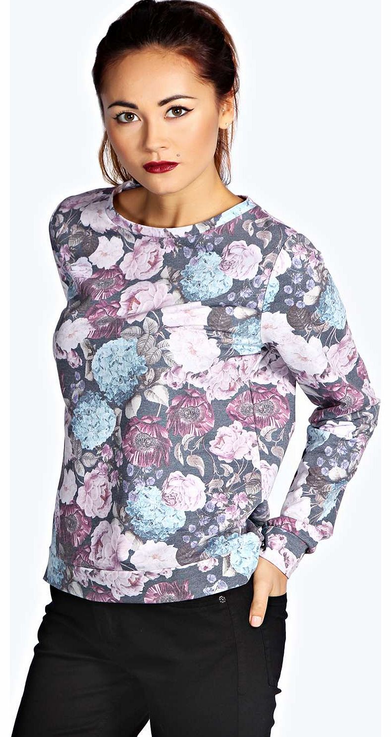 Nancy Vintage Rose Print Sweatshirt - multi