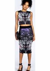 boohoo Nancy Woodlander Print Midi Skirt - multi azz24004