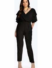 Naomi Chiffon Frill Sleeve Wide Leg Jumpsuit -