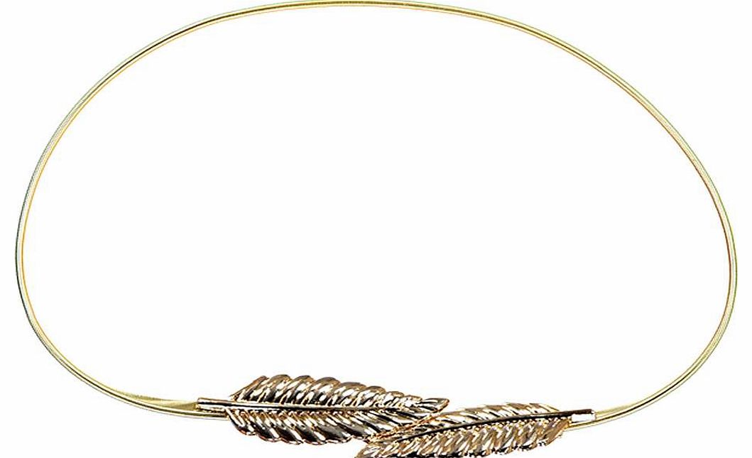 boohoo Natalie Skinny Leaf Belt - gold azz16036