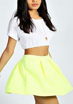 boohoo Neon Box Pleat Skater Skirt - neon-yellow azz31863