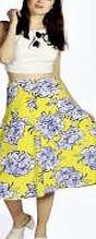 boohoo Neon Floral Full Circle Midi Skirt - lime azz04883
