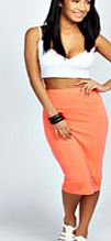 boohoo Neon Jersey Midi Skirt - neon-coral azz30918