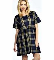 boohoo Neve Check Cap Sleeve Smock Dress - multi azz22526