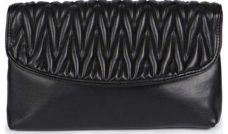 boohoo Neve Quilted Flap Clutch Bag - black azz18313