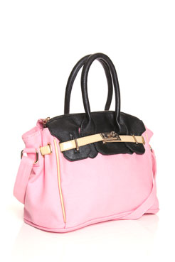Boohoo Nia Twin Handle Contrast Colour Grab Bag