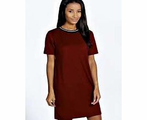 boohoo Nicola Sporty Rib Shift Dress - wine azz22983