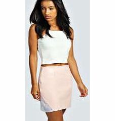 boohoo Nicole PU Perforated Side Detail Skirt - blush