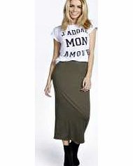 boohoo Nicole Tube Midi Skirt - khaki azz21083