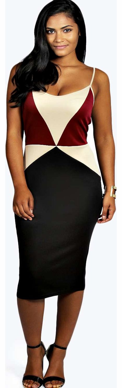 boohoo Nikki Colour Block Midi Dress - multi azz18386