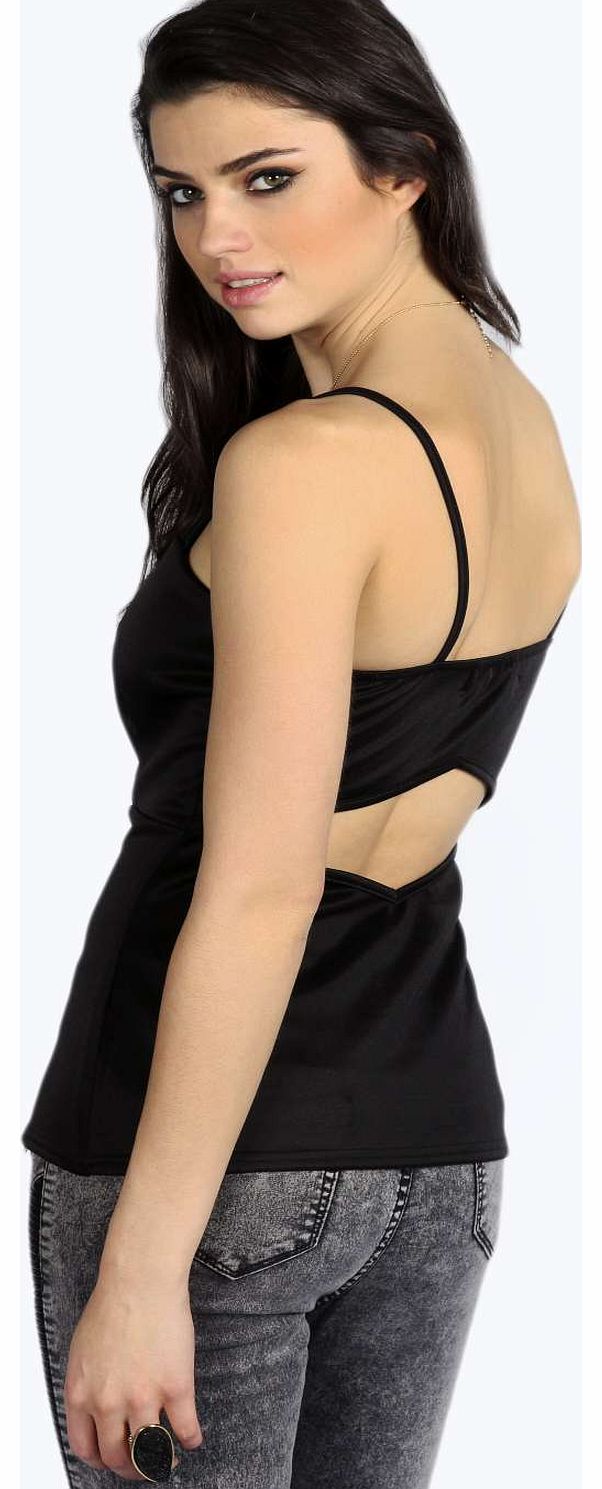 boohoo Nina Strappy Panelled Scuba Cami - black azz17889