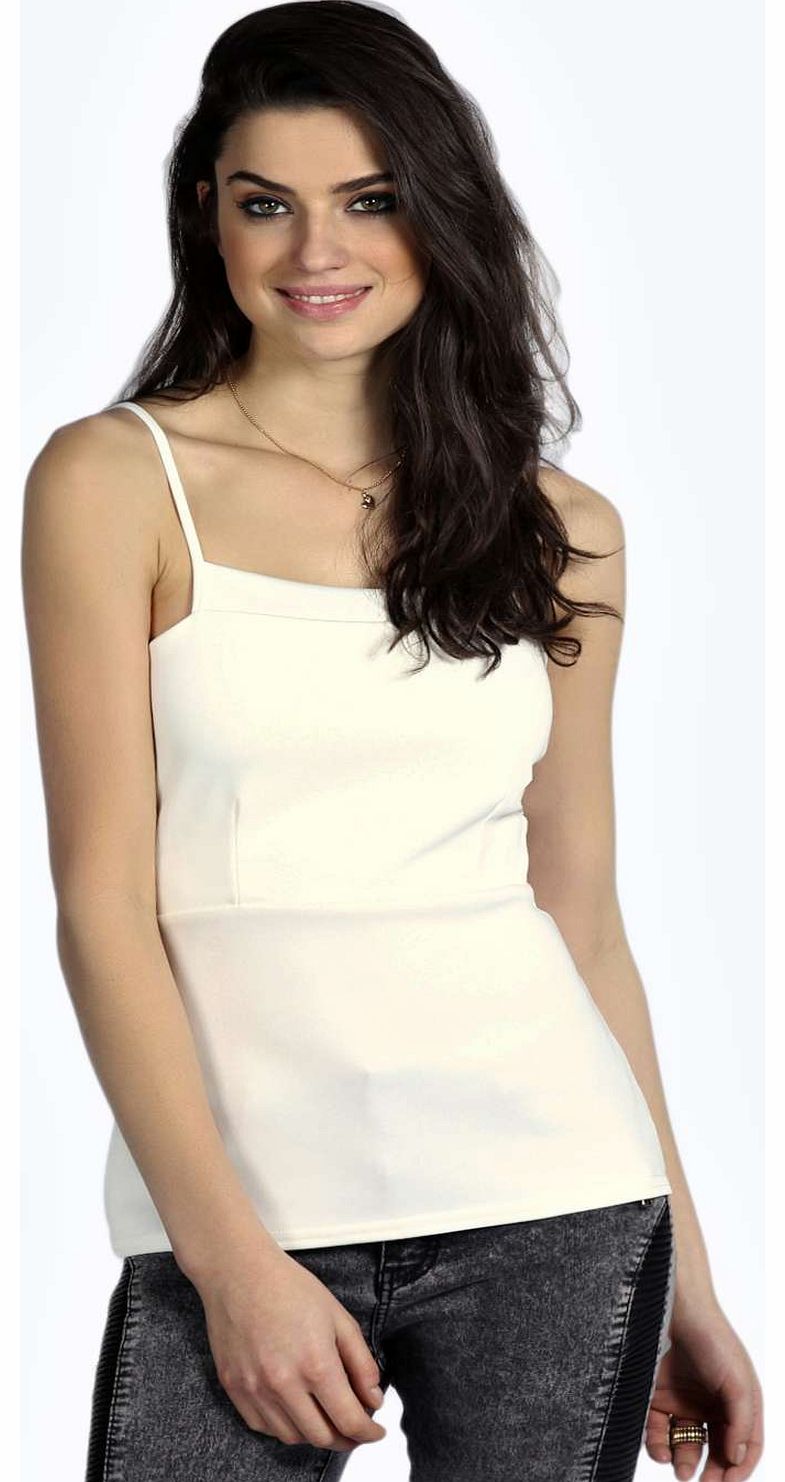 boohoo Nina Strappy Panelled Scuba Cami - cream azz17889