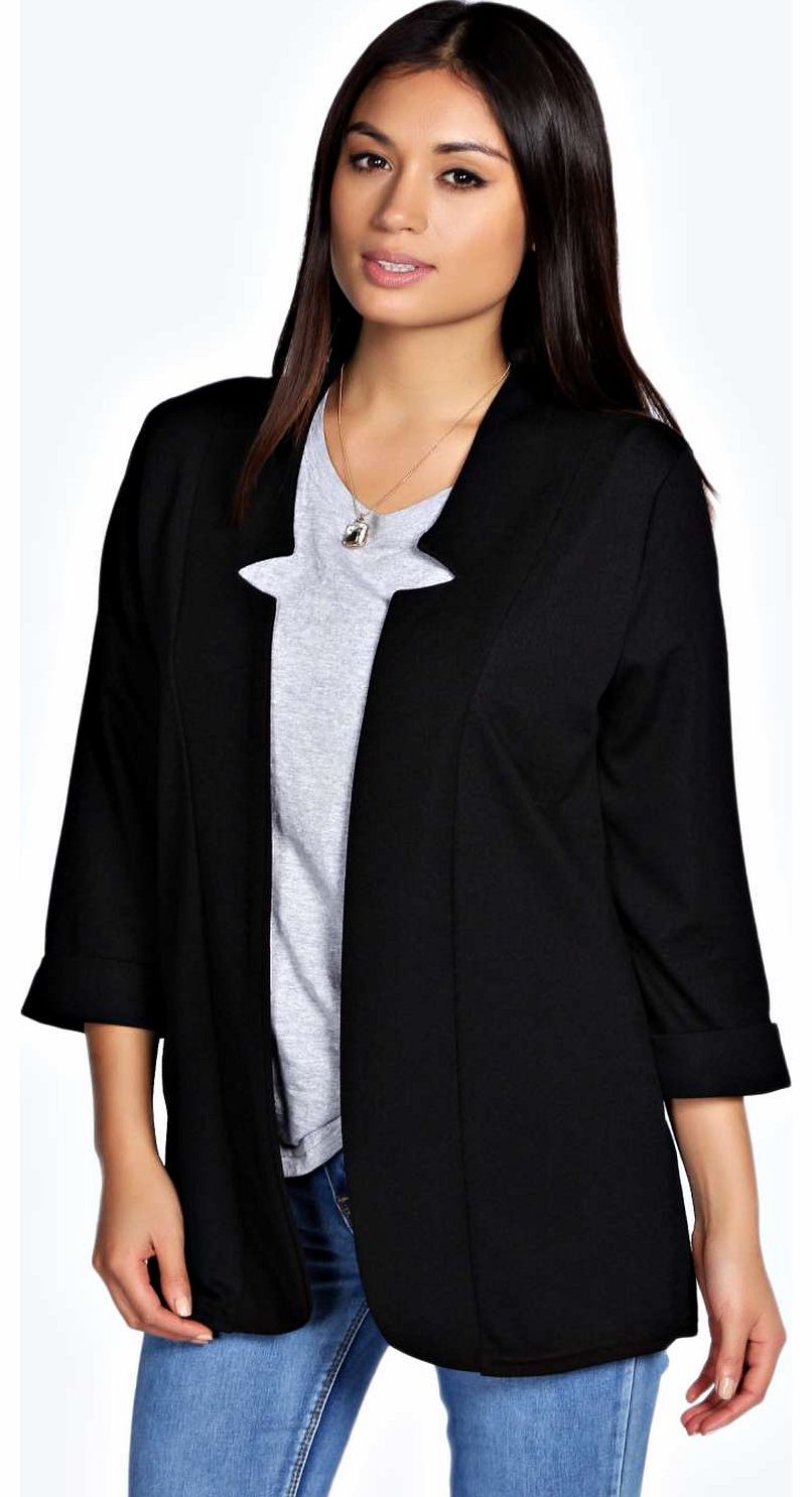 Nora Jules Notch Crepe Blazer - black azz18601