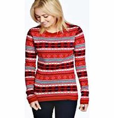 boohoo Olivia Fairisle Pattern Jumper - red azz22663