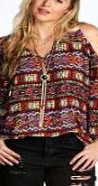 boohoo Open Shoulder Printed Blouse - multi pzz98955