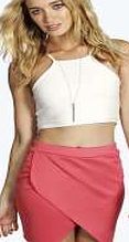 boohoo Origami Wrap Mini Skirt - coral azz05553