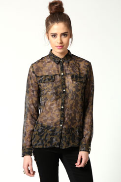boohoo Orla Animal Print Chiffon Blouse Female