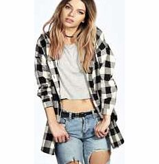 boohoo Orla Check Hooded Shirt - black azz16473