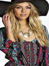 boohoo Oversize Belt Detail Straw Floppy Hat - black