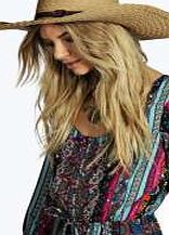 boohoo Oversize Belt Detail Straw Floppy Hat - natural