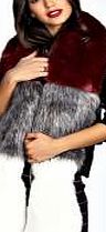 boohoo Oversize Contrast Colour Faux Fur Scarf - wine