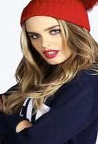 boohoo Oversized Faux Fur Pom Beanie - red azz17450
