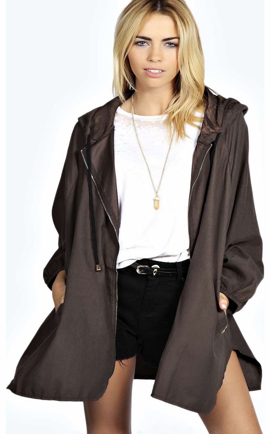 boohoo Oversized Fluid Parka - charcoal azz19161