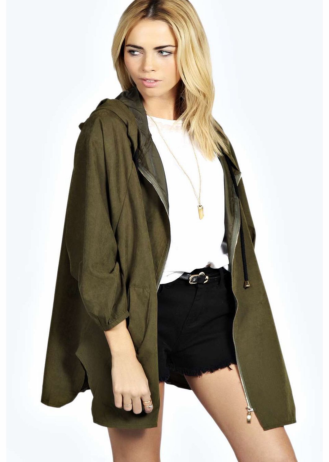 boohoo Oversized Fluid Parka - khaki azz19161