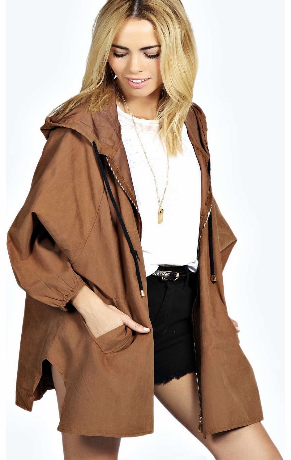 boohoo Oversized Fluid Parka - taupe azz19161
