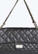 boohoo Oversized Quilted Chain Detail Bag - black