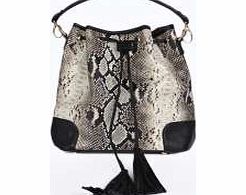 Paige Snake Effect Tassel Duffle Bag - beige