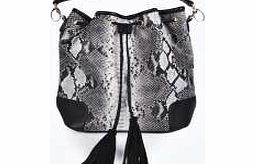 Paige Snake Effect Tassel Duffle Bag - grey